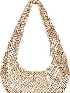 Cute Metallic Hobo Bag for Women | Sparkly Evening Purse | Small Bling Handbag